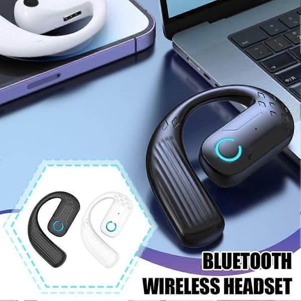 Ørekrok trådløst Bluetooth-headset Støyreduserende stereohodetelefoner Black