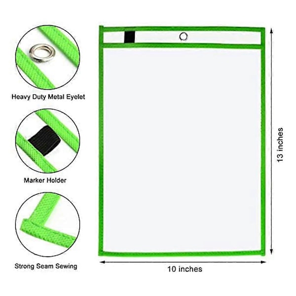 Whiteboard Fickor Ärmar, (10-pack) A4 Papper Jobb Biljetthållare, Återanvändbara Whiteboard Ark för Kla