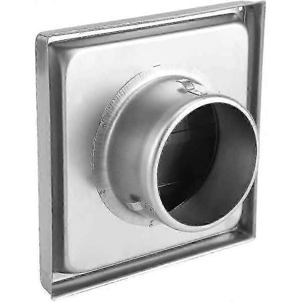 100mm Veggventil i Rustfritt Stål, Firkantet, for Tørketrommel, Avtrekksvifte, Utløp Sølv (d-583-a)