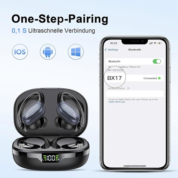 BX-17 Bluetooth 5.3 In-Ear Øretelefoner med Mikrofon - Sort