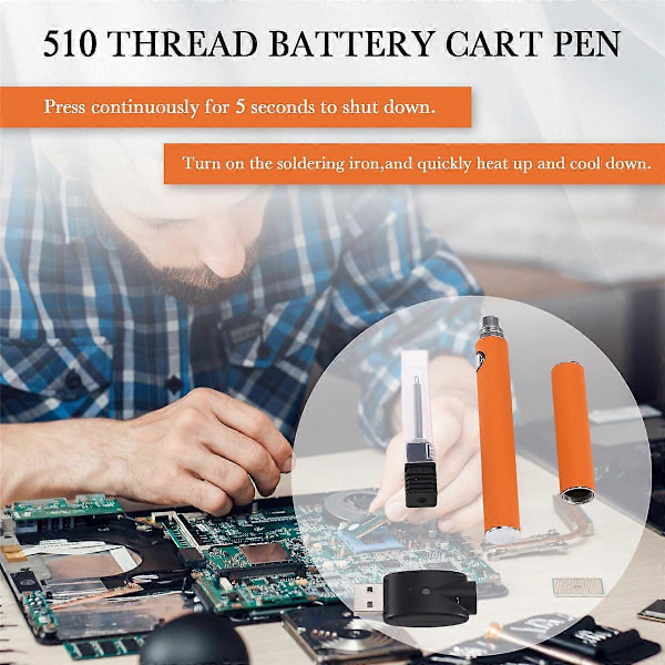 510 Gänga Batteri Patron Penna Justerbar Spänning Smart Power Penna Orange