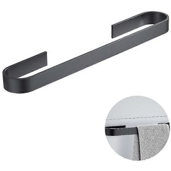 Håndklædeholder, håndklædestang, håndklædering, selvklæbende, sort aluminium 50 cm