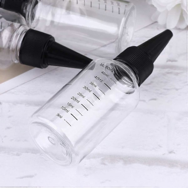 Plastflaskor med tryckfunktion, vridkork och mått för hantverk, konst, lim och såser, 60 ml (20 st)