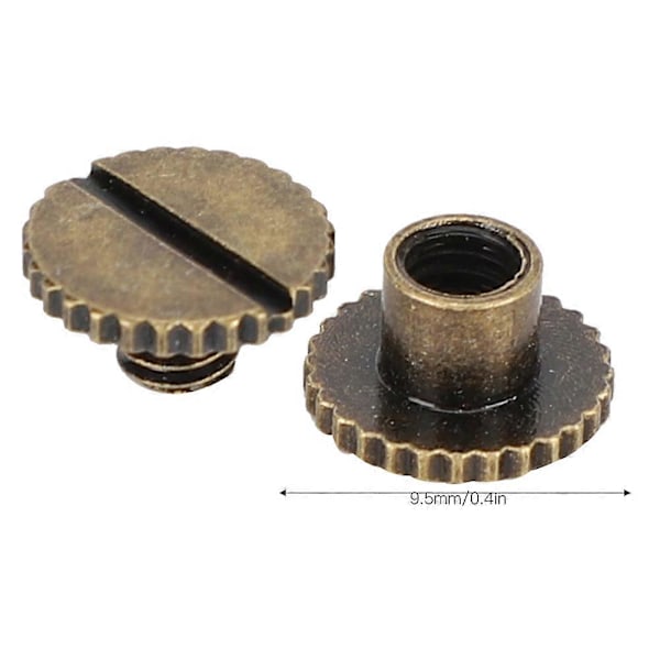 30 Sæt Bog Nitter Riflet Flad Messing Læderbindingsknap Søm 9,5x4mm Søm 4mm Skrue (Bronze)