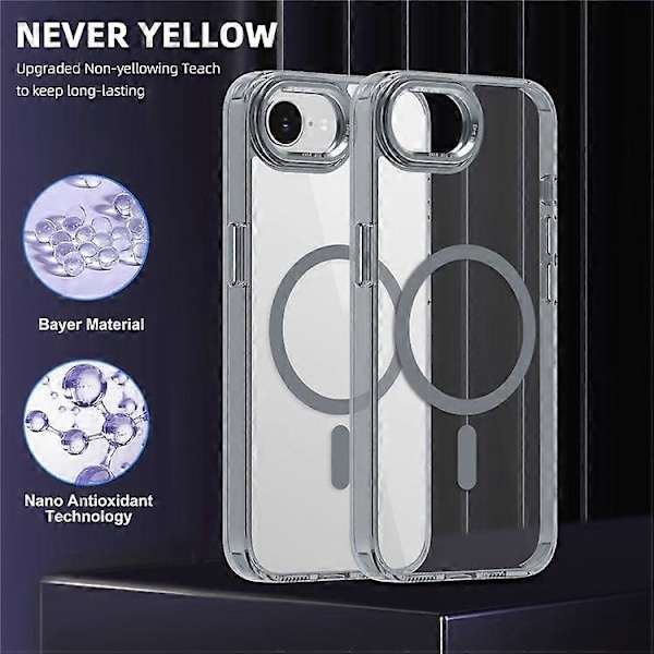 Kompatibelt deksel for iPhone 16e TPU+PC Transparent Magnetisk Telefondeksel Grey