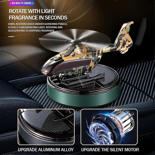 Solar Roterende Helikopter Bil Parfyme Aromaterapi For Dashbord Gave Camo Blue