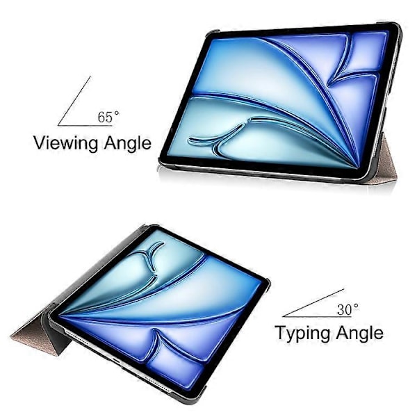 Yhteensopiva iPad Air 11 (2025) / (2024) Kotelo PU Nahkainen Suojakotelo Kolmiosainen Jalusta Älykäs Suojus Gold