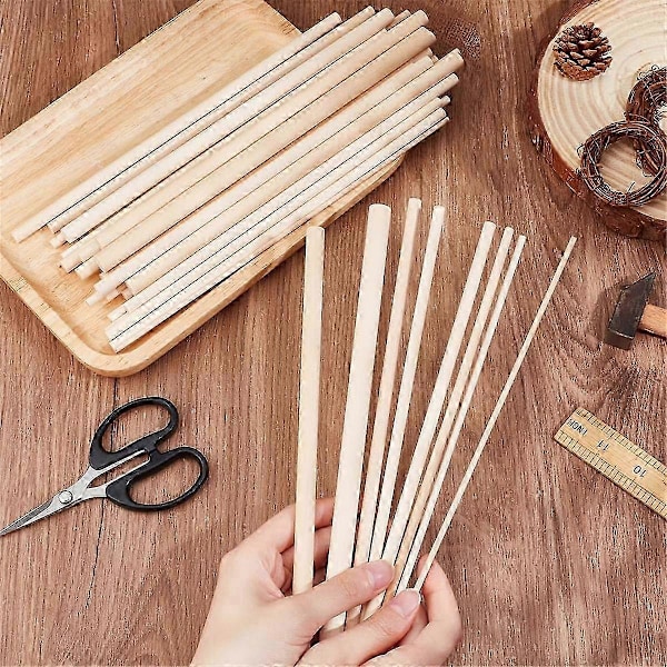 42 st Obehandlade Rundstavar av Bokträ, Olika Storlekar Runda Träpinnar DIY Kit för Träbearbetning