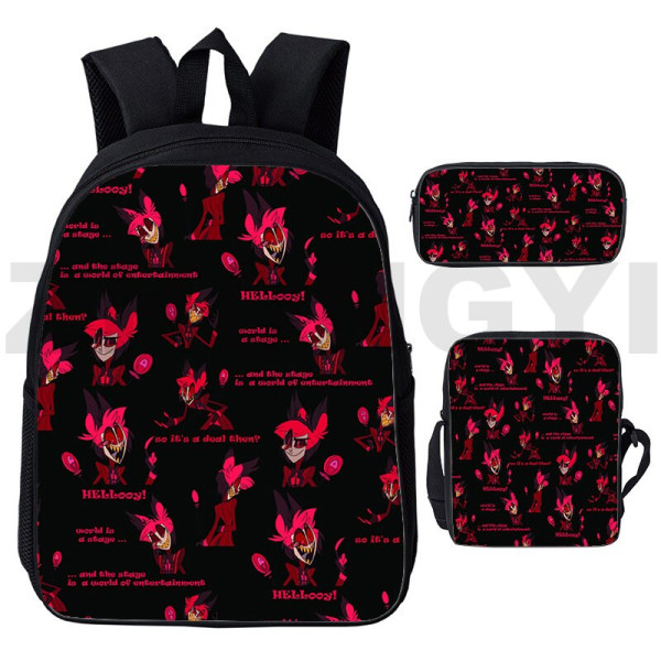 Tecknad Hazbin Ryggsäck Herr Sport Skolväska Set om 3 Hazbin2 3 Pcs Set 12 inch