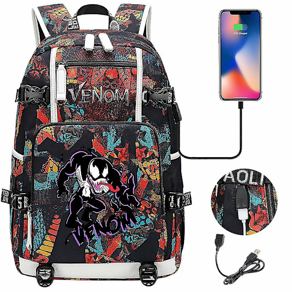 Venom Fashion Tryckt Usb Ungdom Skolväska (3-20) Color-3
