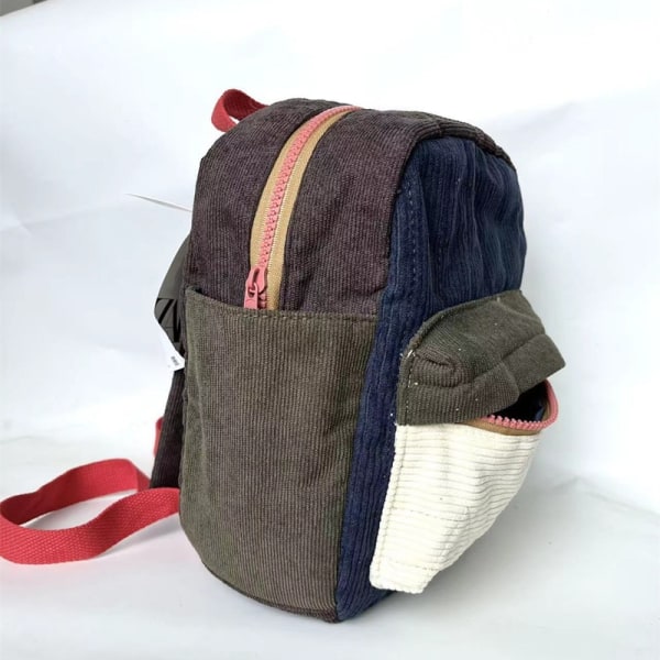 Barns liten skolväska Brun manchester retro ryggsäck för män och kvinnor tillgängliga 1 26x21x10