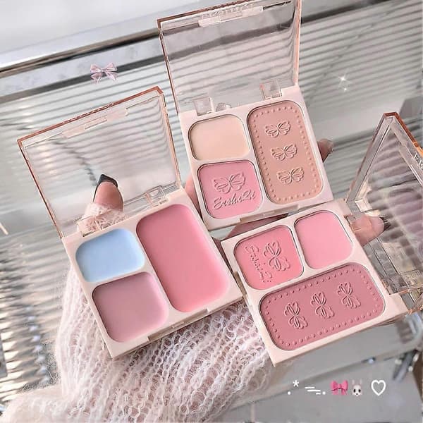 3-farvet blushpalet - Cremet formel, til kontur og highlight 3