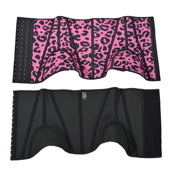 Kvinnor bantning midja träning under byst Korsett åtstramning Shapewear Pink-leopard 3XS