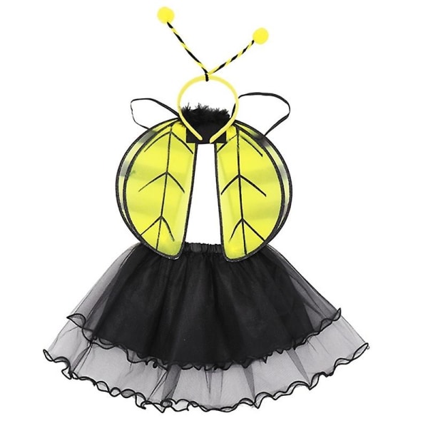 Honeybee Costume Accessories Set-bee Ears Pannebånd,bee Wings,tutu Skjørt Tilbehør Kit Kid Jenter Halloween Bee Costume