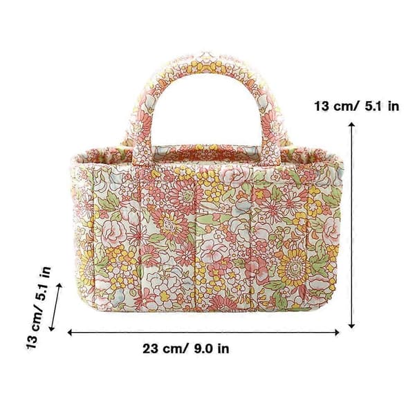 Vatteret Blomster Opbevaringskurv - Polyester Skrivebordsorganizer til Kosmetik og Tilbehør 2115
