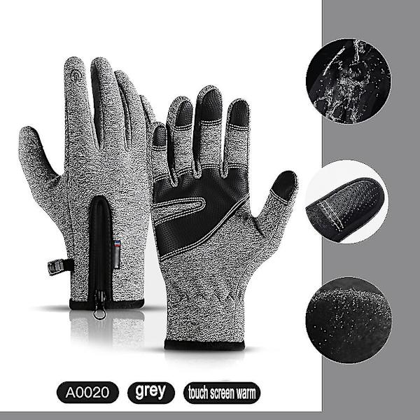 Miesten ja naisten talvikäsineet, vedenpitävät lämpimät käsineet, sormenpääherkät S-XL Grey S