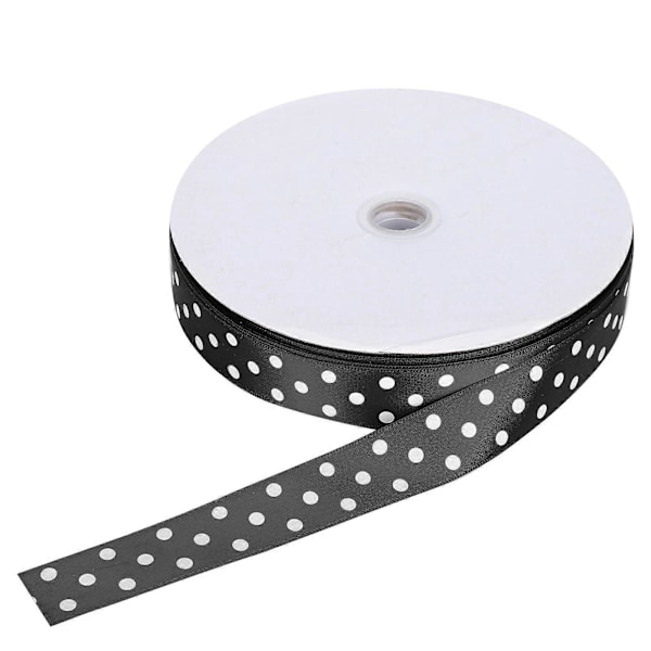 Satinband Prickigt Tryckta Hårrosetter Presentinslagning Knyt DIY Hantverksverktyg 100 Yards 2.5cm Svart