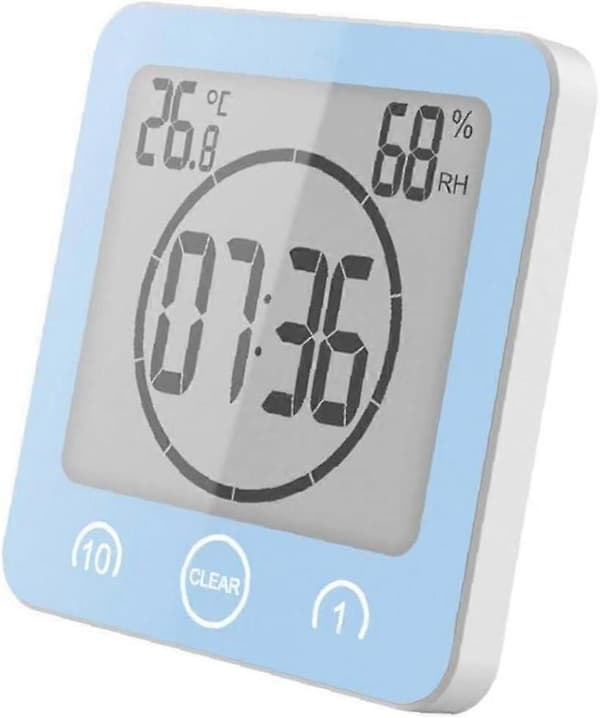 Digital LCD-display Digital Vattentät Stänksäker Badrumsväggklocka Duschklocka Temperaturtimer