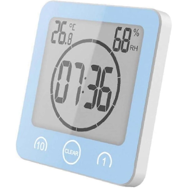 Digital LCD-skjerm Digital Vanntett Sprutsikker Baderomsveggklokke Dusjklokke Temperaturtimer