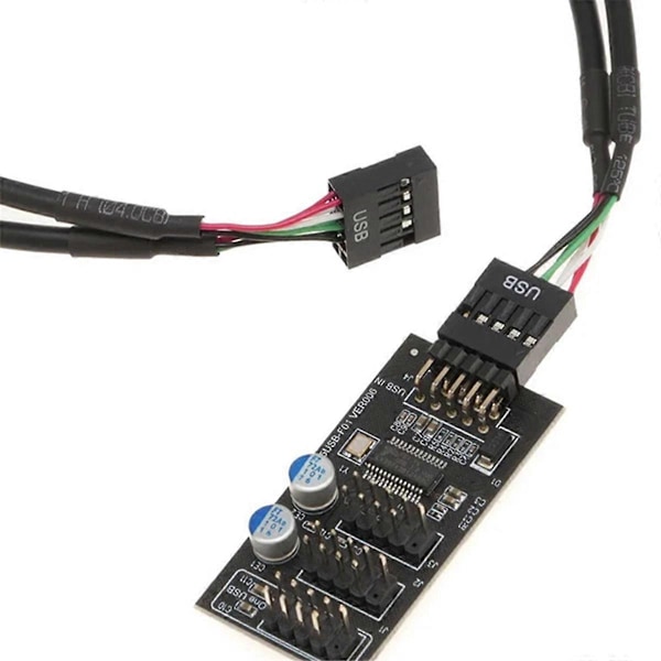 Emolevyn USB 2.0 -liittimen jakaja 9-nastainen 1-3 naarasjatkokaapeli