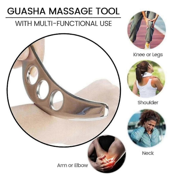 Rostfritt Stål Gua Sha Guasha Platta Massager Verktyg Skrapa Fysioterapi Lös Muskel Meridian M