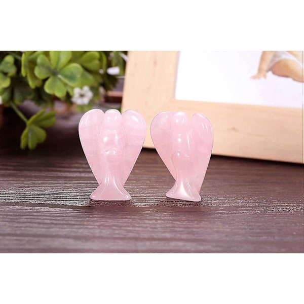 Naturlig Rosenkvarts Krystal Lomme Værgeengel, 1.5\" Reiki Healing Gave