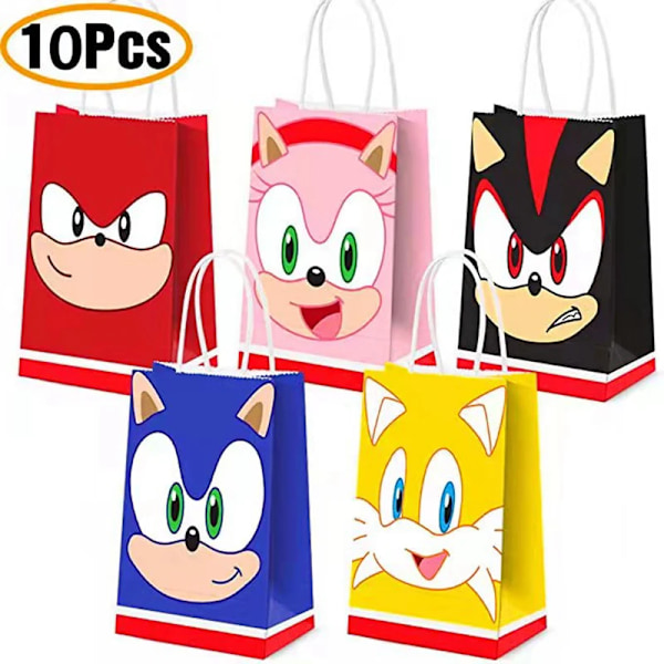 Nya Tecknade Sonic Kalas Tillbehör Pojkar Födelsedagsfest Engångsservis Set Papperstallrik Mugg Servetter Baby Shower Dekorationer 10pcs paper paper
