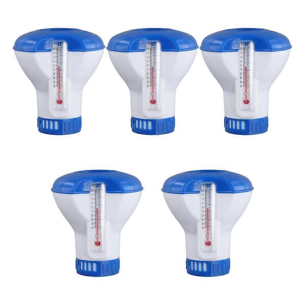 5 st Flytande Klor Tablettdispenser för Pool med Termometer Automatisk Pillbox Spa Pool