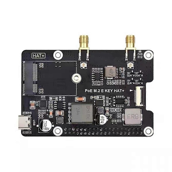 Waveshare til Raspberry Pi 5 PCIe til M.2 E KEY med PoE HAT+ Understøtter NGFF Trådløst Netværkskort/Blu