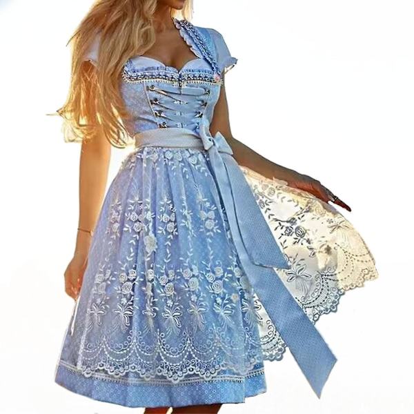 Naisten Oktoberfest-asu Saksalainen Dirndl-mekko Baijerilainen karnevaalijuhla-asu, 100% uusi Light blue M