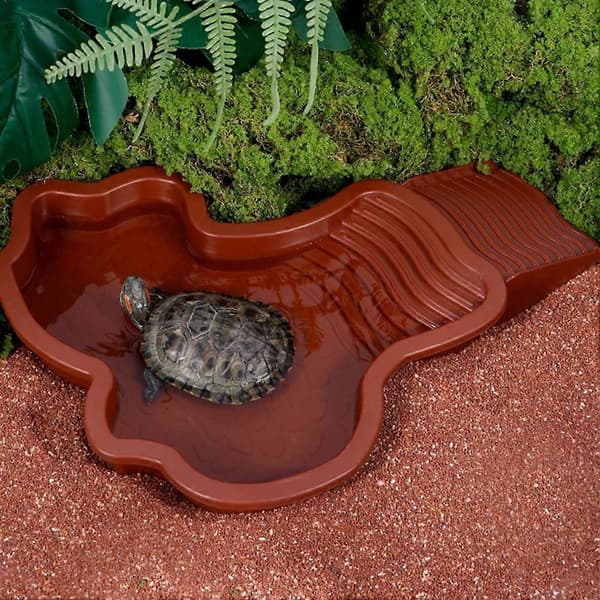 Turtle Water Pool Turtle Soaking Bathtub with Ladder Turtle Pool Landscape Brown