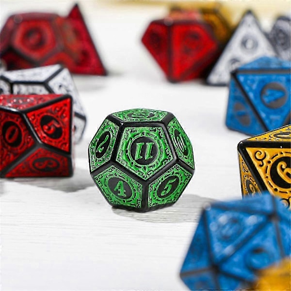Gult 7-delt Akryl Polyhedral Terningesæt til DND TRPG Bordspil D4-D20
