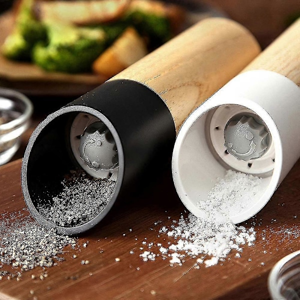 2-pak Rustfrit Stål Tommelfinger Tryk Mini Salt- og Peberkværn Sæt