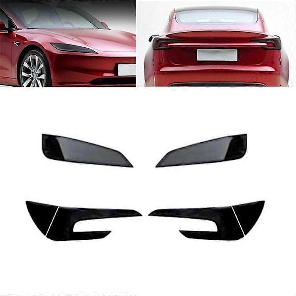 Til Model 3 2024 Forlygte+Baglygte Beskyttelsesfilm TPU Forlygter Baglygte Klistermærke Beskyttelse