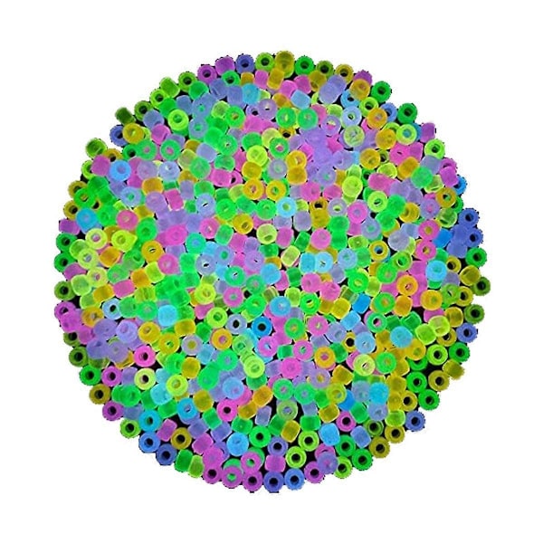 1900 stk. Selvlysende Perler Miks 9 Farger Selvlysende Perler Bulk Akryl Hårperler Plast