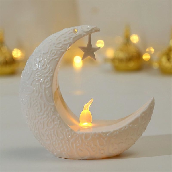 Ny stjärna och månljusstake för juldekorationer i Mellanöstern för Halloween-dekorationer för arabiska lyktor Elektronisk white