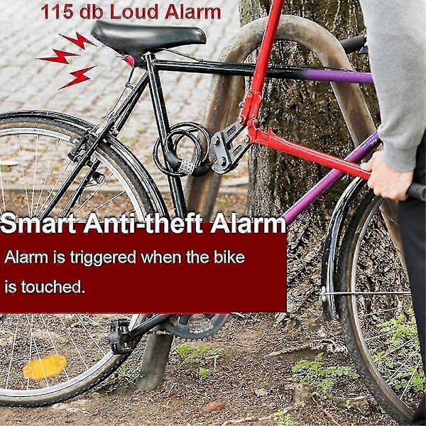 Smart Sykkelalarm mot Tyveri, Oppladbar Sykkelbaklykt, Elektrisk Horn, Sykkel Finner med Fjernkontroll, Vanntett Elektrisk Mountain DGP