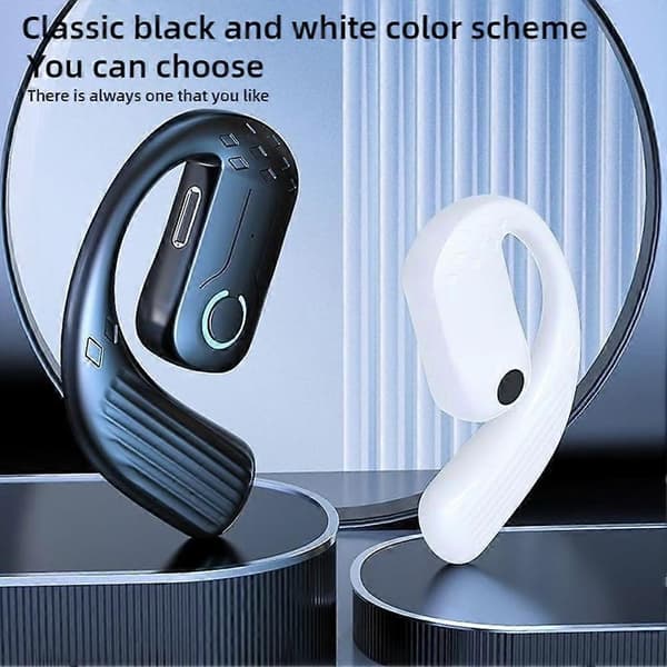 Ørekrog trådløst Bluetooth-headset Støjreducerende stereohovedtelefoner Black