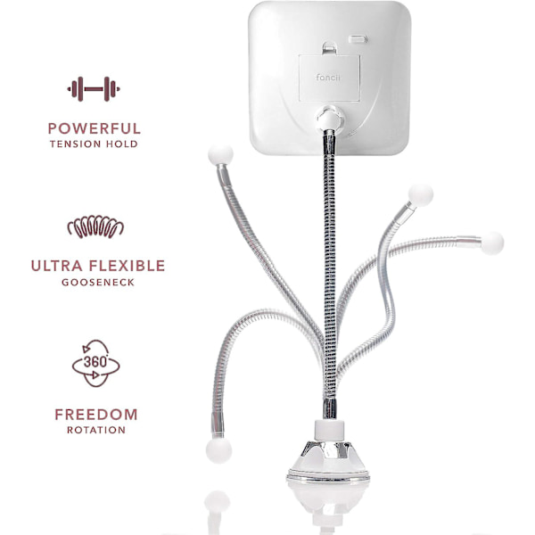 Flexibel förstoringsspegel med LED-ljus, 5x förstoring, stark sugkopp - Sminkspegel med belysning och bländfritt ljus (