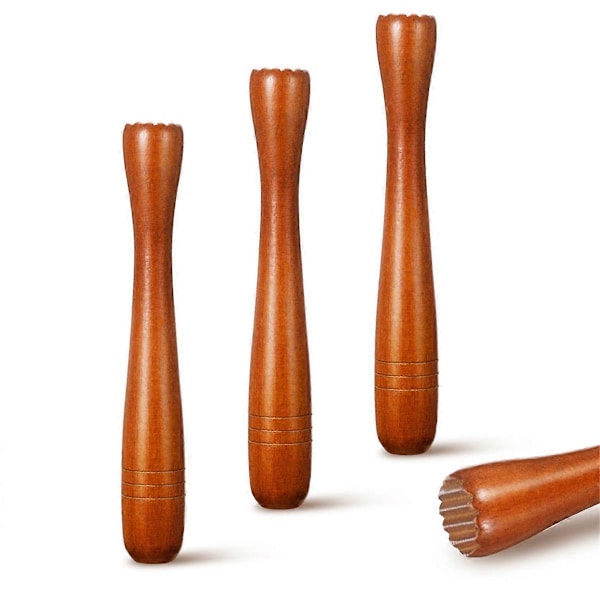 3 Stykker Træ Muddler til Cocktails, Cocktail Muddler 19,6 cm Lang Mojito Muddler Bar Træ Is Cr