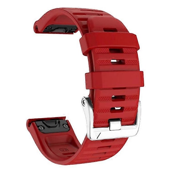 Kompatibel med Garmin Tactix 7 Pro / Fenix 7X / Fenix 6X Pro 26mm Klockarmband Silikonarmband med Stål Silver Spänne Red