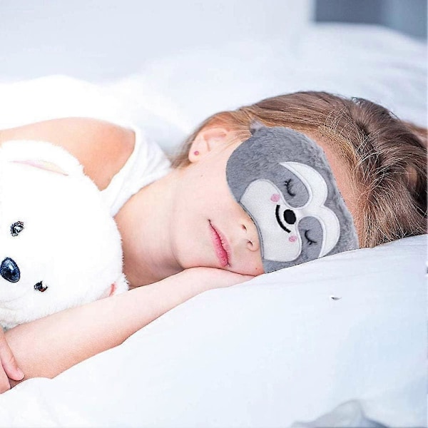 2-pack Söta Djur Sovmask för Flickor Söt Tecknad Mjuk Plysch Ögonbindel Sovmask