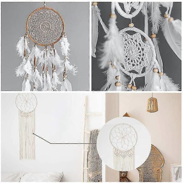 12 Delar Trä Bambu Blomsterbåge Set Makramé Hantverksbågar Ringar För DIY Kransdekor, Drömfångare