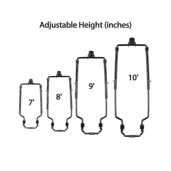 7 tommer Lampeskærm Harpeholder Justerbart Lampesæt E14, E26, E27 Lysbase Adapter Sort Horn Fra