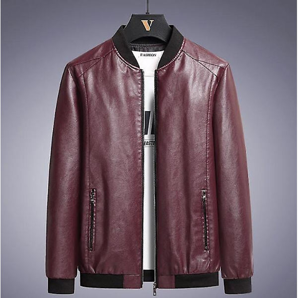 Læderjakke Herre Bomber Motorcykel Pu Jakke Plus Størrelse 8xl Afslappet Vintage Sort Biker Lomme Lynlås Jakker L