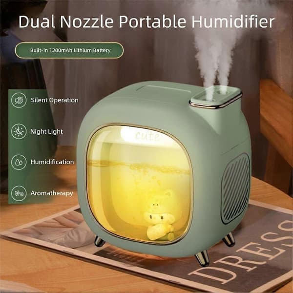Dubbel dimma USB personlig luftfuktare viskande tyst drift användarvänlig design för sovrum Elegant Green USB Model
