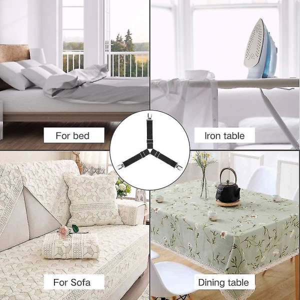 Lakenfester, 4 stk. Justerbare Elastiske Triangelholdere