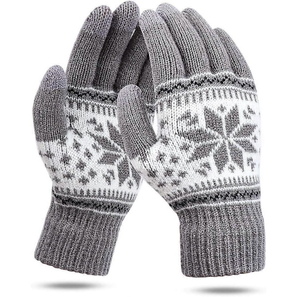 2025 Nya Damstickade Handskar Pekskärm Vinter Snö Blomma Tryck Varma Vantar Unisex