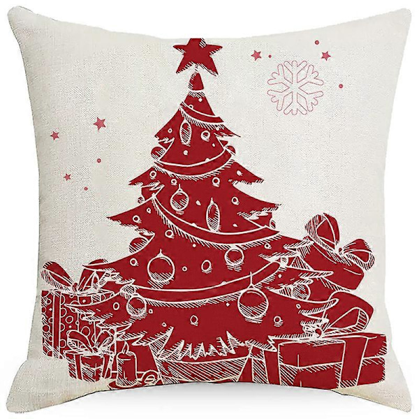 Set med 4 Kuddfodral Jul Snögubbe Beige Röd Slott Mönster Dekorativa Soffkuddar Dekoration för Sovrum, Stol, Bil, Säng, Trädgård 45 x 45cm