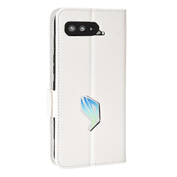 Yhteensopiva Asus ROG Phone 5 / ROG Phone 5s / ZS676KS / ZS673KS Litsi-kuvioinen PU-nahkainen puhelinkotelo magneettisella sulkimella varustettu lompakko St White